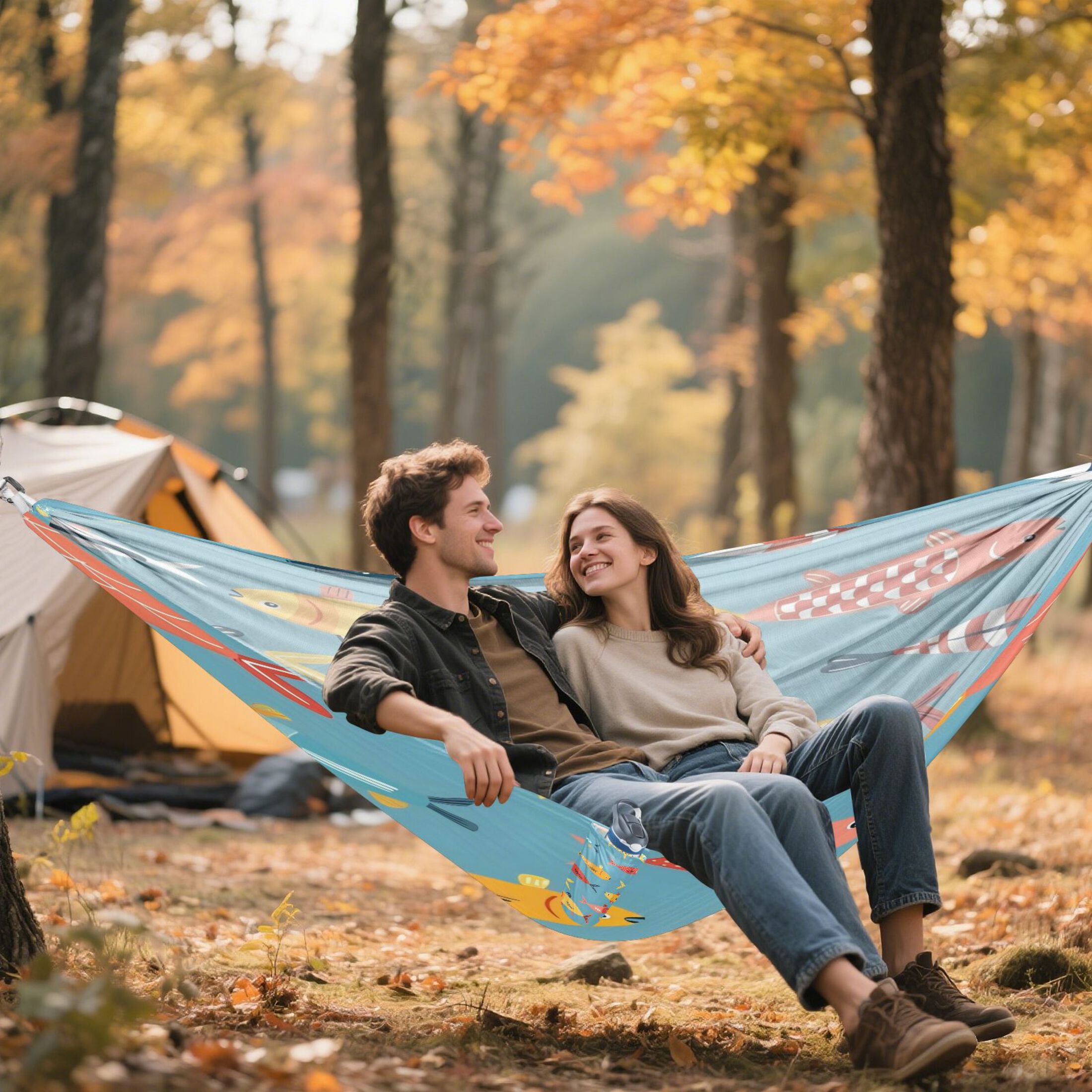 Hammock Camping Hammock Nylon Portable Hammock Travel Camping Hammock Polychromatic Fish