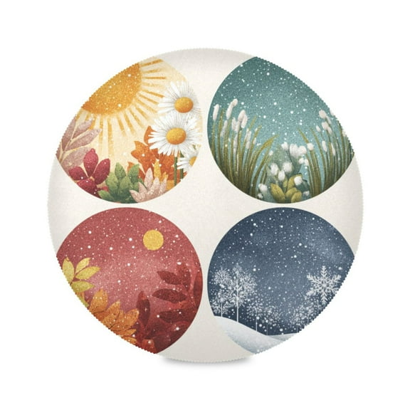 Round Placemat Heat Resistant & Wrinkle-Free Dining Table Decor Placemat For Home & Weddings 4 Vector Designs Of Circles