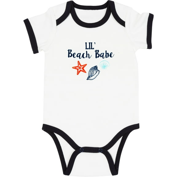 Beach Babe - 6-12 Months Blue Trimmed Bodysuit
