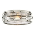 thumbnail image 4 of Possini Euro Design Aya Modern Industrial Ceiling Light Flush Mount Fixture 13 1/4" Wide Satin Nickel 2-Light Cage Clear Seeded Glass for Bedroom Home, 4 of 7