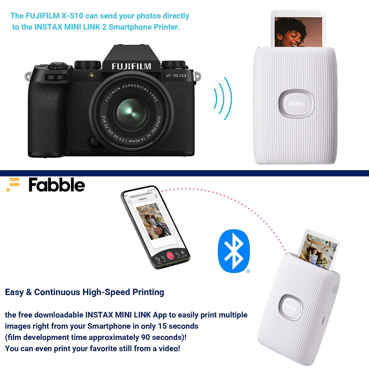 Fujifilm INSTAX Mini Link 2 Smartphone Printer (Clay White) Bundle with Instax Mini Twin Pack Film (20 Sheets), Photo Album, Sticker Frames & Bouquet Holder, Bluetooth Instant Photo Printer