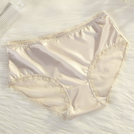 BSDJILFG Seamless Briefs for Women Summer Fall Underwear High Waisted Soft Stretch Casual Solid Color Silk Panties Savings