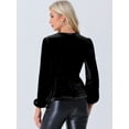thumbnail image 3 of DARING DIVA Tie Waist Long Sleeve V Neck Blouse M Black, 3 of 6