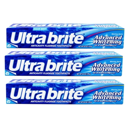 Ultra Brite Advanced Whitening Toothpaste Clean - Mint Flavor 6.0 Ounces, Pack of 3