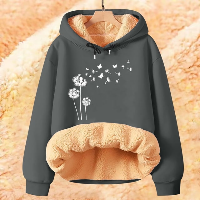 IMENGL Hiver Printemps Chaud Polaire à Capuche, Gris TG, Taille M-5TG