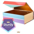 thumbnail image 4 of FFIY Large Gift Box 14x9.5x4.5 Inches, Sturdy Gift Box with Lid, Collapsible Gift Box with Magnetic Closure, Bridesmaid Proposal Box for Gift Packaging (Multicolor Glossy Finish), 4 of 6