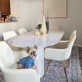 thumbnail image 7 of POVISON 71"Modern Minimalist White Oval Dining Table for 4-6, Glossy Sintered Stone Tabletop, Roman Column Frame Table Legs, 7 of 7