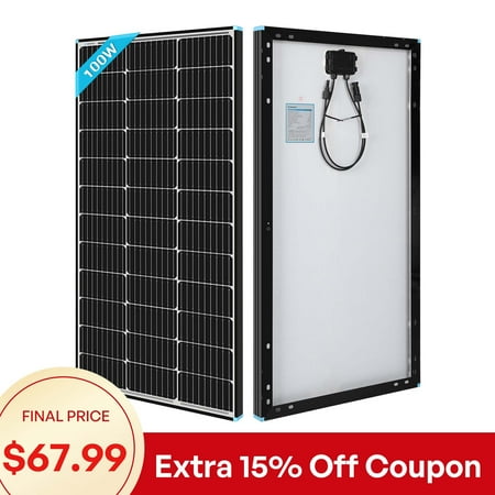 Renogy 100 Watt 12 Volt Solar Panel, High Efficiency Monocrystalline PV Module, Power Charger for RV Marine Rooftop Farm Battery, Single 100W