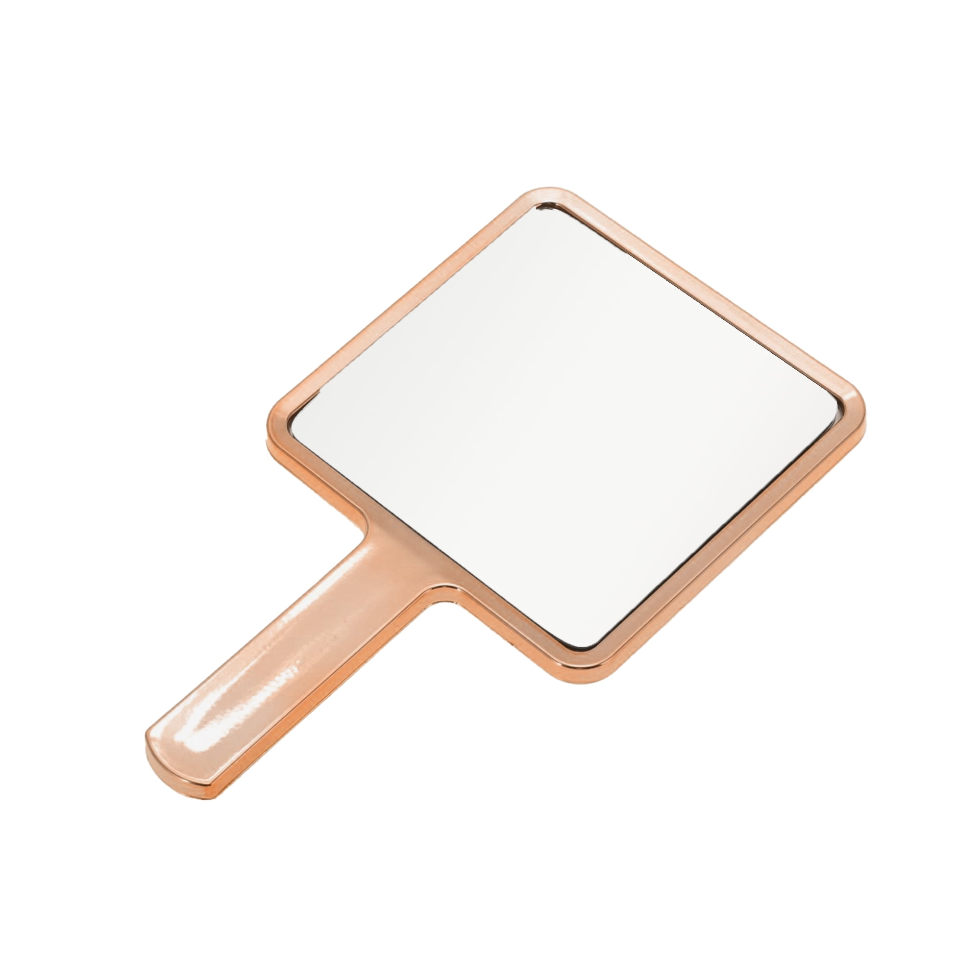 Unique Bargains 1pc Portable Chrome Handheld Mirror for Makeup and Grooming Rose Gold Tone