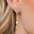 thumbnail image 3 of Gem Stone King 18K Rose Gold Plated Silver Yellow Citrine 3 Stone Dangle Earrings for Women (5.40 Cttw, Gemstone November Birthstone, Oval Checkerboard 8X6MM, 7X5MM and 6X4MM), 3 of 6