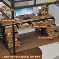 thumbnail image 3 of AMUZER Twin Size Loft Bed with Desk, Metal Loft Bed with 8 Drawers Storage & Charging Station & LED Lights, 6 Storage Shelves,Clothes Rail,Full-Length Guardrail,Noise-Free,No Box Spring Needed,Black, 3 of 8