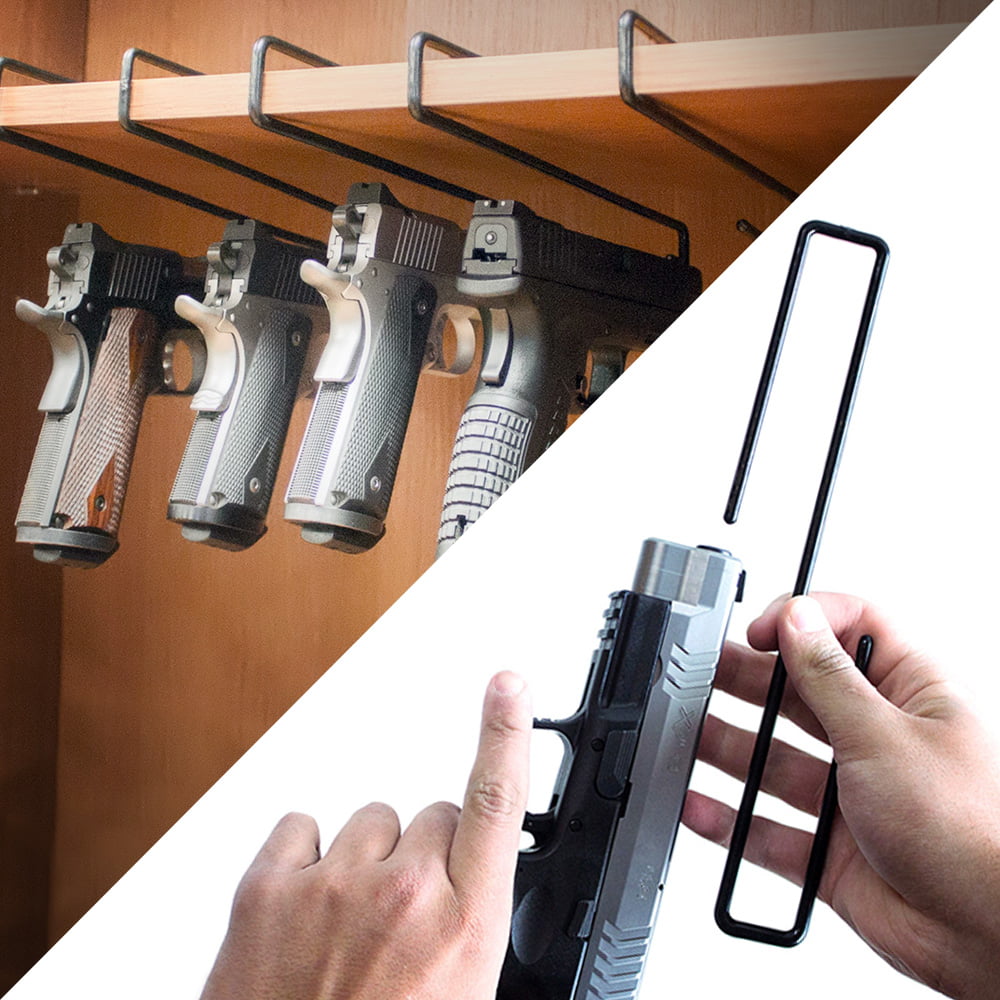 4-Pack Ultimate Gun Safe Pistol Hanger Storage Hook Rack Holder Organizer EZ Use 