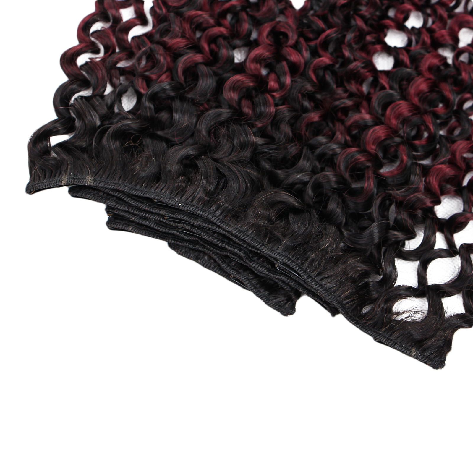 100% Human Hair Wig Curly 20" T1B/99J Burgundy Ombre Hair Heat Resistant Bleachable