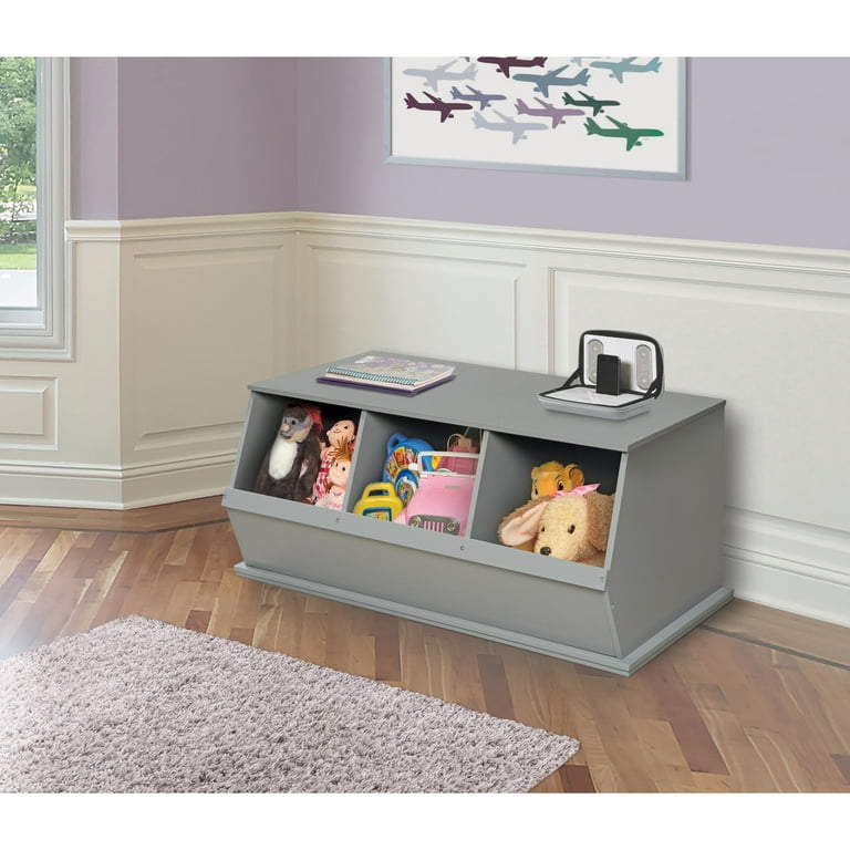Free Shipping Badger Basket Children s Wood Three Bin Stackable Storage Cubby 5.2 Cu ft. Gray Walmart