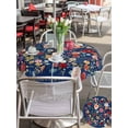 thumbnail image 4 of Outdoor Tablecloth with Umbrella Hole and Zipper, Navy Blue Flowers Round Table Cloth 60 Inch Waterproof Tablecloth, Spring Vintage Floral Leaves Farmhouse Picnic Table Cover for Patio Camping, 4 of 7