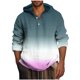 thumbnail image 1 of Blusa de manga larga con capucha para hombre, estilo informal, con botones, estampado degradado, de poliéster, 1 of 4