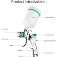 thumbnail image 7 of HVLP Spray Gun Kit, Professional Automotive Spray Paint Gun, Gravity Feed Air Spray Gun Set with 3 Nozzles (1.4mm 1.7mm 2.0mm) and 600cc Cup, Paint Sprayer for Car, Fence, Door, Furniture, 7 of 7