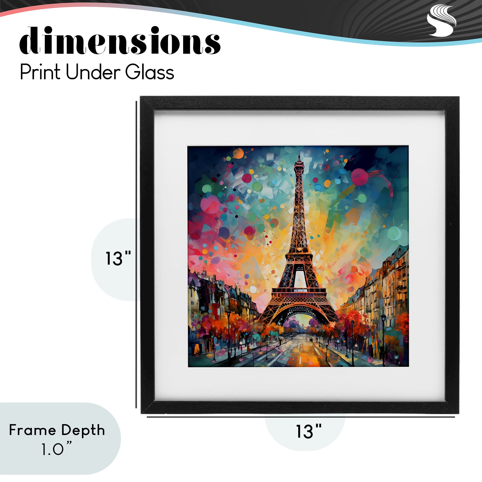 Stupell Industries Eiffel Tower with Vibrant Dots Black Framed Print Under Glass, design by Creative Studio