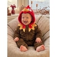 thumbnail image 4 of RUINIXCW Toddler Baby Boy Girl Thanksgiving Turkey Costume Newborn Baby Fall Winter Outfit Warm Fleece Hooded Jumpsuit Infant Zipper Romper Snowsuit, 4 of 9