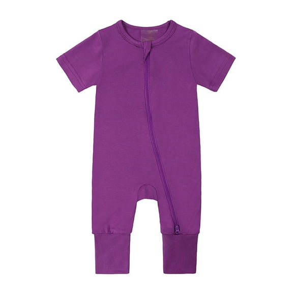 Baby Rompers Boy Footless Pajamas Zipper Short Sleeve Sleeper Jumpsuit Body Suit Baby Bodysuits 0-3 Months