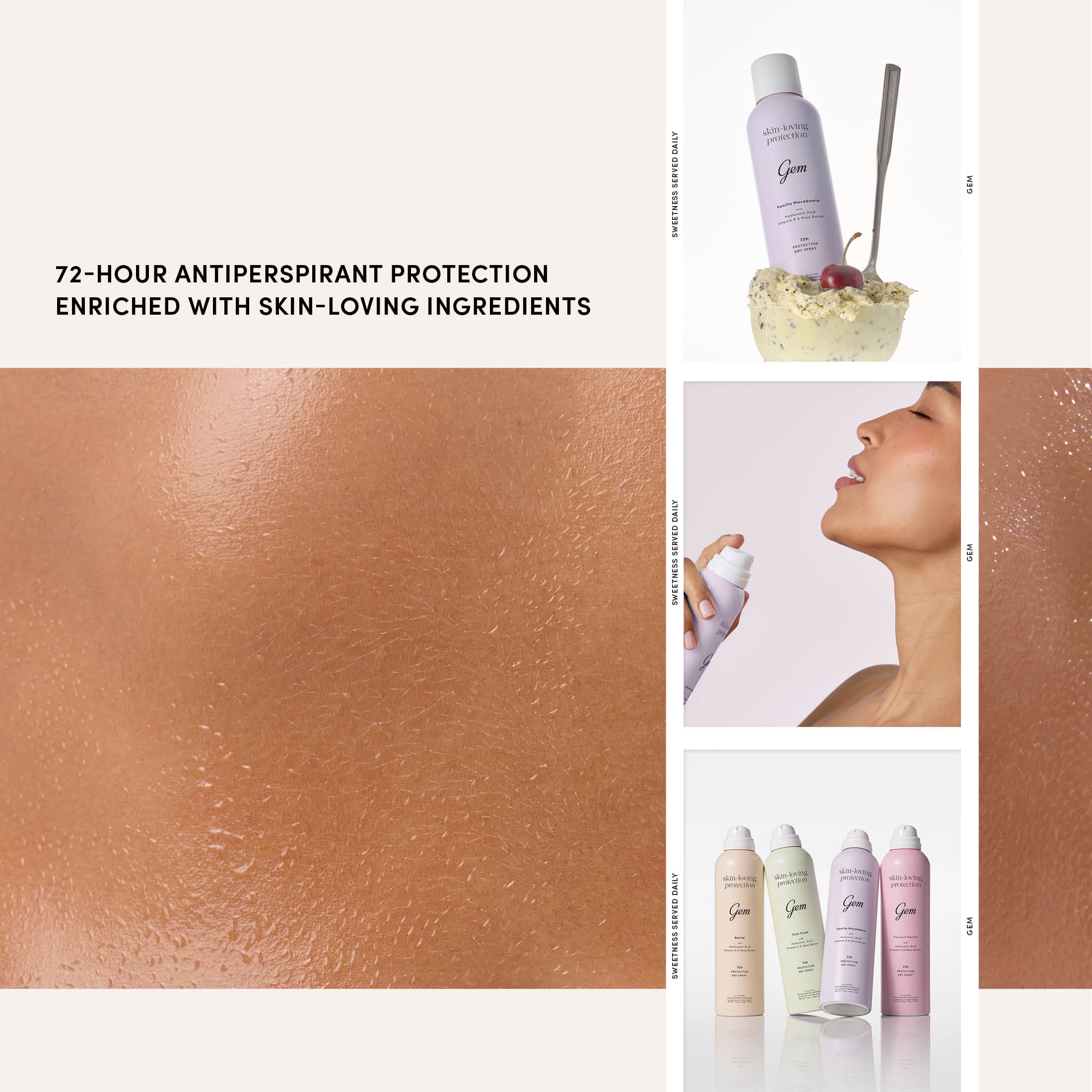 Gem Skin-Loving 72hour Protection Antiperspirant Deodorant Spray: Vanilla Macadamia 3.8 oz