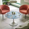 thumbnail image 4 of Blue Bird Brach Leaves Elastic Fitted Round Table Cover Trees Oil Painting Waterproof Outdoor Tablecloth for Holiday Party, Picnic, Patio & Dining Fits Tables Up to 36"-44", 4 of 8