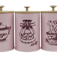 thumbnail image 2 of YISITIAN 3x Kitchen Canisters for Countertop Coffee Tea Sugar Containers Set Iron Restaurants Organizer Rustic Modern Jars Containers, Pink CJ919-7477, 2 of 7