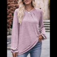 thumbnail image 4 of Camisas de Larga para Mujer, Moda Otoño 2025, Blusas Elegantes e Informales, Blusas Tipo Túnica Plisadas con Cuello Redondo. Púrpura L, 4 of 10
