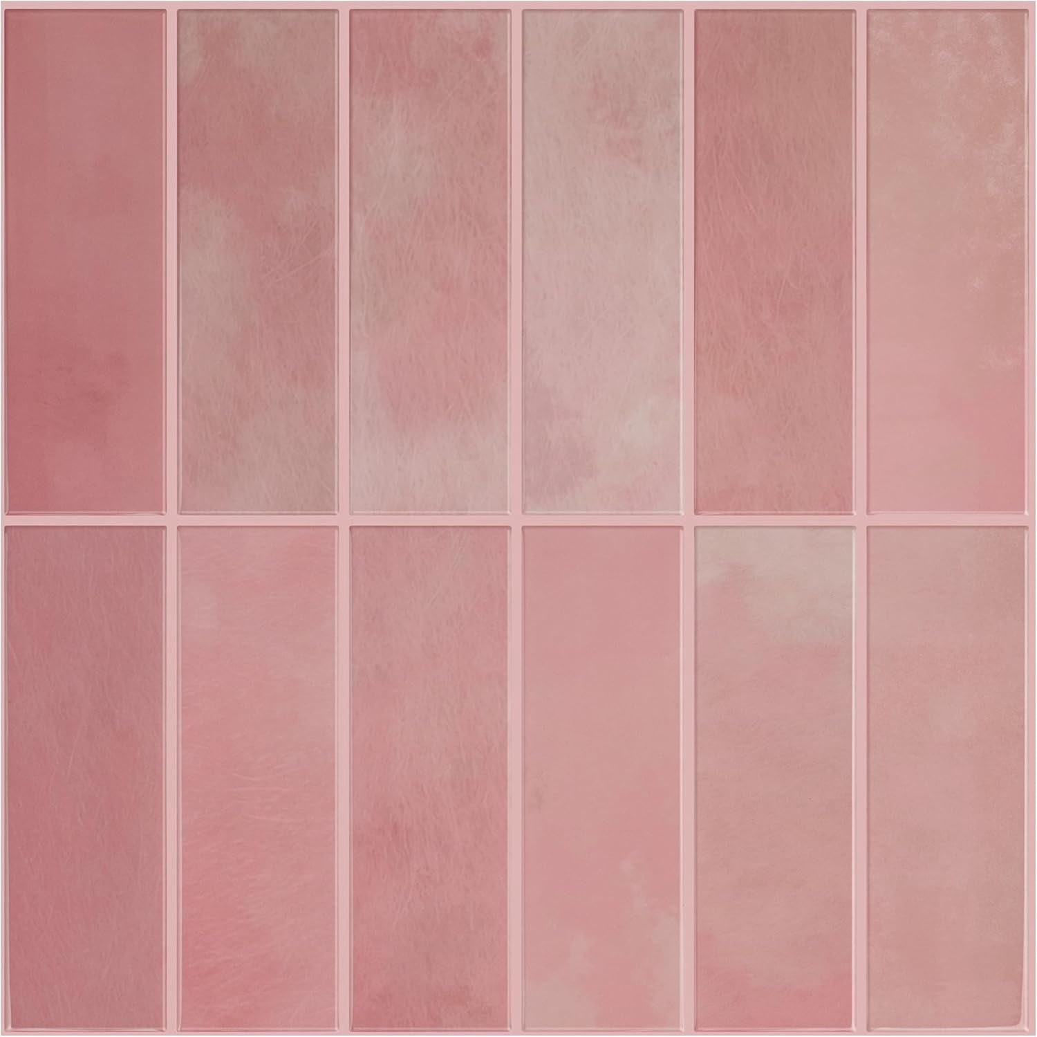 SELECT 5 Pack Peel and Stick Backsplash Subway Tiles, Extra Thick 3D Wall Panels, Heat & Water Resistant, Easy DIY Kitchen, Bathroom, Laundry, Fireplace & Rental Home Wall Décor (12 x 12 in), Pink