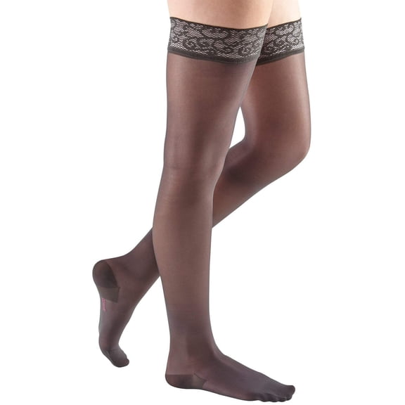 medi sheer & soft closed toe thigh highs w/ lace band - 20-30 mmhg reg reg medi-432