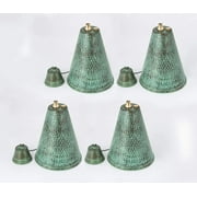 Hawaiian Cone Tabletop Oil Torch - Sophisticated Oil Lamp is Perfect as Centerpiece or Landscape Lighting - 60oz Bowl with Matching Snuffer and Fiberglass Wick, Set of 4 (Hammered Patina)