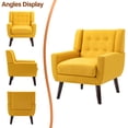 thumbnail image 5 of UIXE Accent Chair Set of 2 Linen Fabric Armchair for Living Room Tufted Armrest Reading Seat, Yellow, 5 of 7