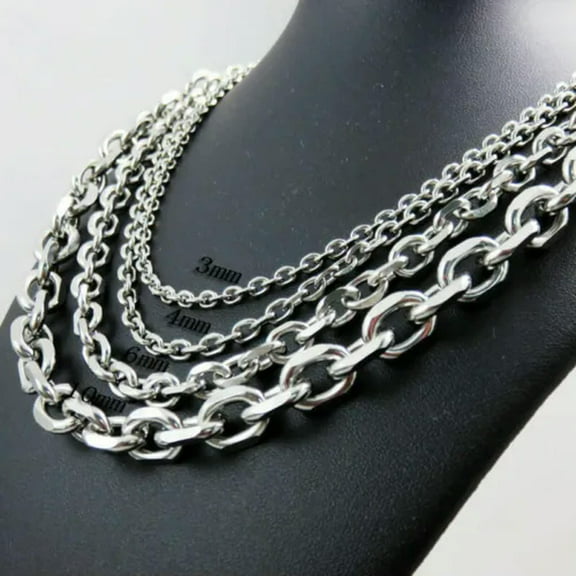 5/10Meter Wholesale Finding Silver Stainless Steel 7/10mm Rolo Chain In Bulk