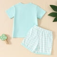 thumbnail image 4 of Kedxroy Toddler Baby Boy Summer Clothes Tractor Outfit Letter Print Short Sleeve Crewneck Tees Shorts Beach 2 Piece Outfitï¼Light Blue,18-24 Mï¼, 4 of 4