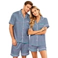thumbnail image 2 of Men's Pajama Sets Matching Pajamas for Couples Button Up Pajamas for Women Mens Pajamas Set Shorts Matching Pajamas for Couples 2 Piece Lounge Set Button Down Pajama Matching Tops Shorts Soft, M, 2 of 5