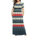thumbnail image 1 of pstuiky Robes pour Femmes, Robe Décontractée Imprimée à Manches Courtes, Col Rond, Poche Plissée et Robe Chemise à la Cheville pour Femmes Grande Taille en Liquidation, 1 of 6
