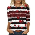 thumbnail image 2 of Mceream T-Shirts à Manches 3/4 pour Femmes à Col Rond, Décontractés, Habillés, Surdimensionnés, Saint-Valentin, Chandails de Printemps, Hauts Raglan à Cœur d'Amour, Tunique, Coupe Ample, T-Shirt Graphique, Grande Taille, Blouses de San ValentíN Para Mujer, 2 of 5