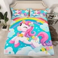 thumbnail image 2 of Castle Fairy Cute Unicorn Full Size Sheets 4-Piece for Kids Children Teens,Magical Horse Breathable Bed Sheets,Floral Flowers Rainbow Lightweight Sheet Sets,Breathable Home Decor, 2 of 7