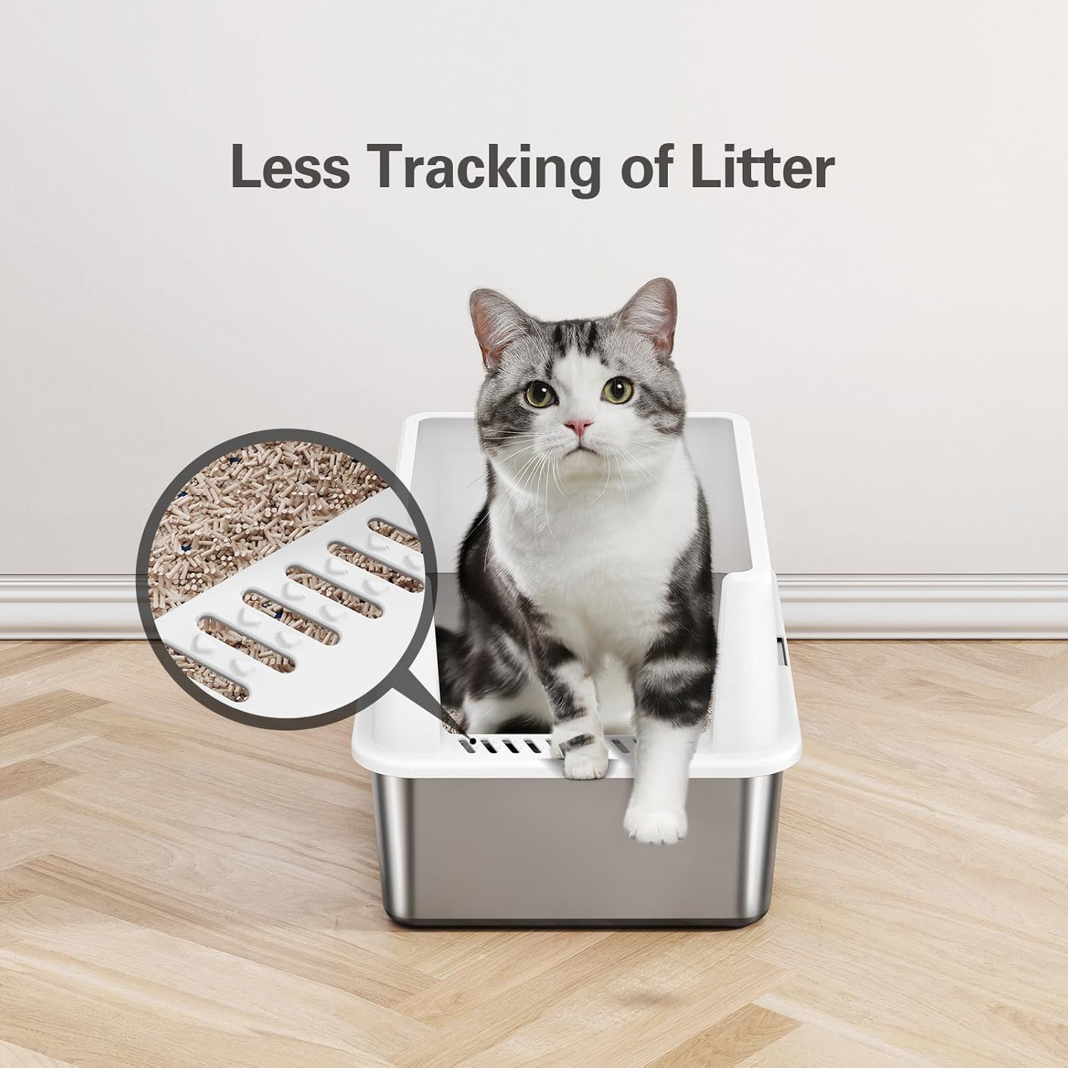 Stainless Steel Litter Box, Multi-Color Litter Box - High Sided, Small Metal Litter Box for Kittens - Easy to Clean, Leak-Proof, Non-Stick, Odor-reducing