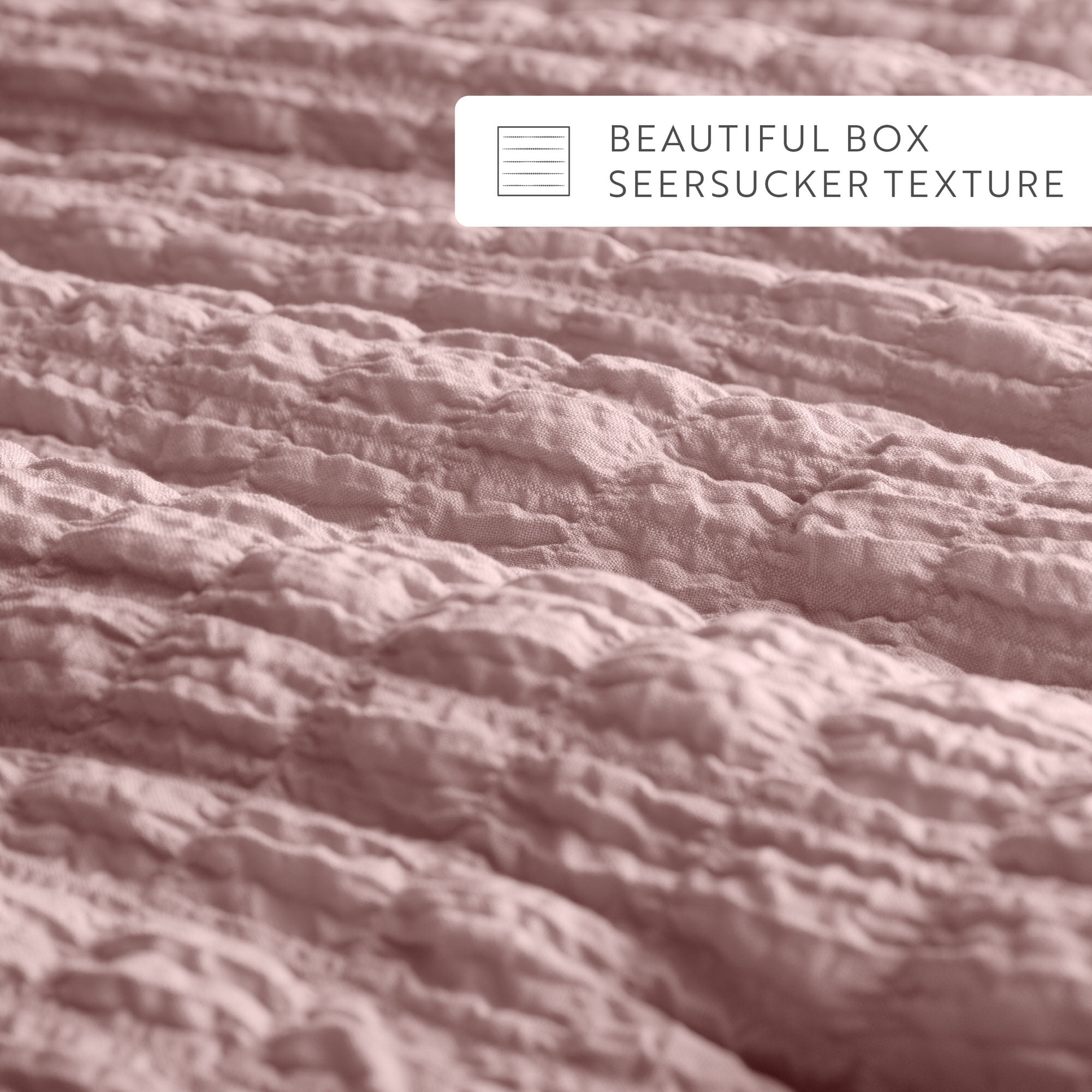 Noble Linens 3 Piece Seersucker Textured All Season Down-Alternative Comforter Set, Rose, Twin/TwinXL