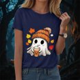thumbnail image 2 of TOWED22 Women Cute Bow Ghost Halloween Shirt Funny Halloween Costume Tshirts Short Sleeve Spooky Graphic Tee Tops(Navy,3XL), 2 of 8