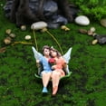 thumbnail image 4 of SPRING PARK Romantic Couple Swing Flower Fairy Figurines Garden Sculpture Resin Craft Decor, 4 of 7