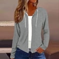 thumbnail image 2 of Ozmmyan Womens Lightweight Zip Up Hoodie Long Sleeve Drawstring Hooded Jacket Casual Solid Color Thin Coat, 2 of 6