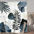 thumbnail image 2 of Boho Mid Century Shower Curtain, Abstract Minimalist Geometric Blue Leaves Aesthetic Modern Bathroom Cloth Fabric Waterproof Polyester Home Decor Set with Hooks,72X72IN, 2 of 6