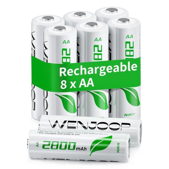 Pilas recargables AA WENJOOP de 2800 mAh NiMH, paquete de 8