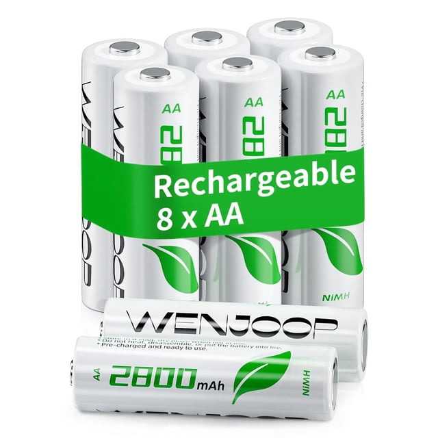 Pilas recargables AA WENJOOP de 2800 mAh NiMH, paquete de 8