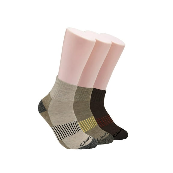 Clarks Men's Casual Half Cushion Anklet Socks 3 Pair, Stone/Khaki/Brown, Men's 7-12 Shoe