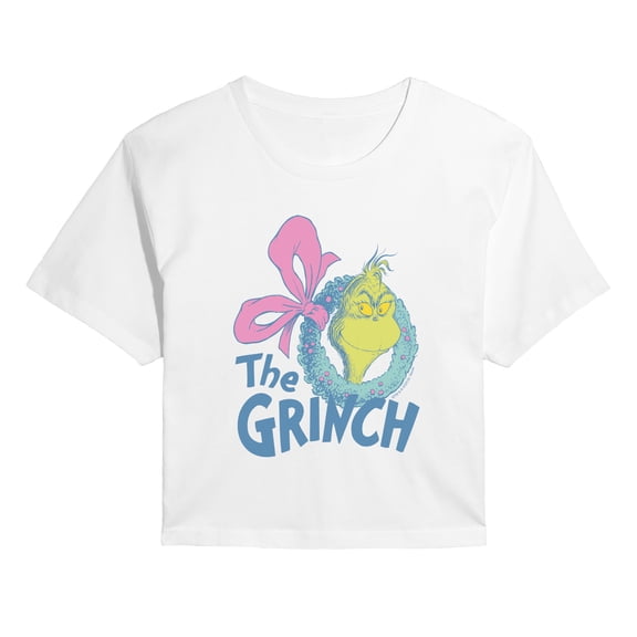 The Grinch - Wreath Logo - Juniors Cropped Graphic T-Shirt