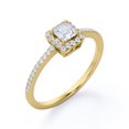 thumbnail image 4 of JeenMata Anillo de Compromiso con Diseño de Halo de 0,3 TCW con Detalles Pavé de Diamantes de Talla Princesa en Oro Amarillo de 18 K sobre Plata, 4 of 6