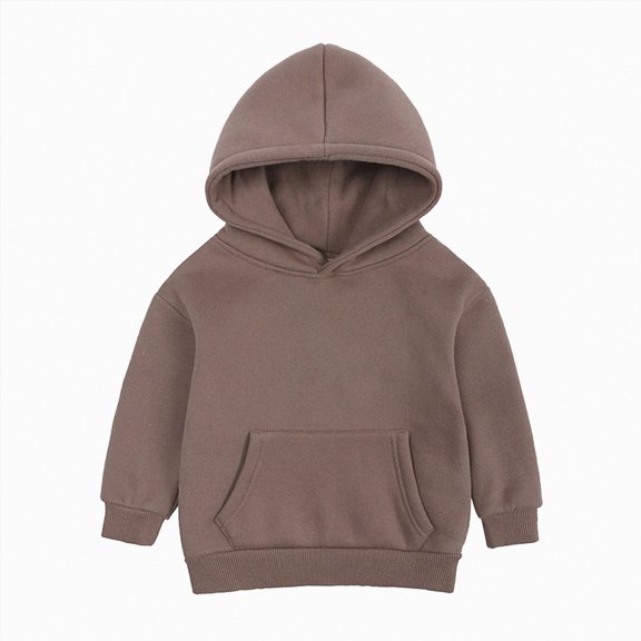 Splozh Toddler Boy Hoodie Toddler Boys Girls Pullover Fleece Sweatshirt Solid Plus Babies Hooded Top Coat Girls Tops,Brown,12-24 Months